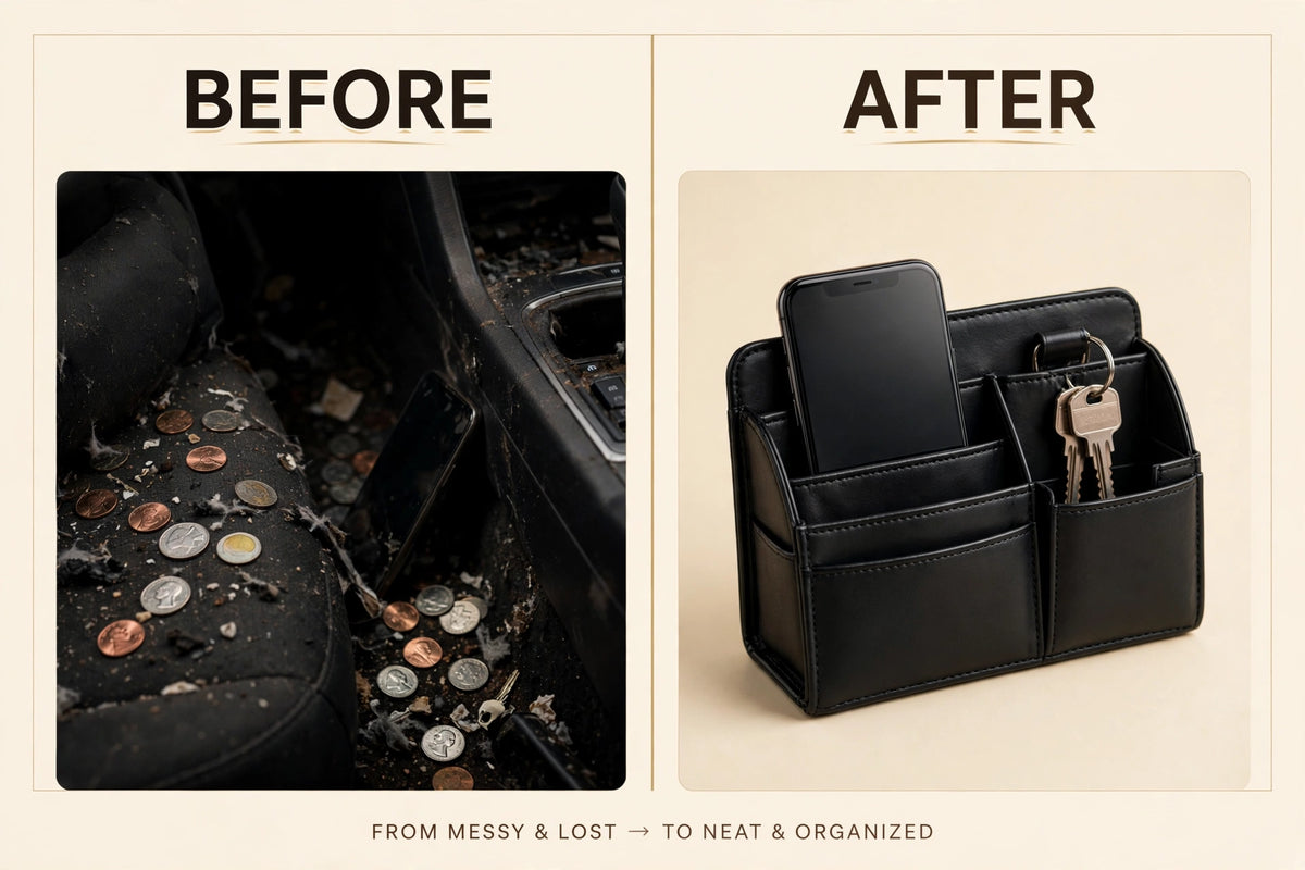 GapGuard™ Car Seat Gap Filler Organizer — Premium PU Leather